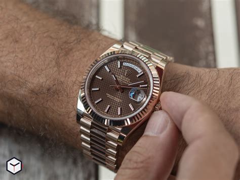 rolex day date 40 brown dial|Rolex Day-Date 40mm price.